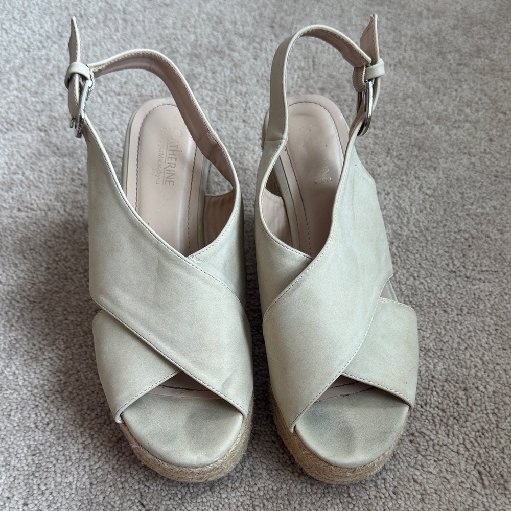 Neutral Crisscross Espadrille Wedge Sandals